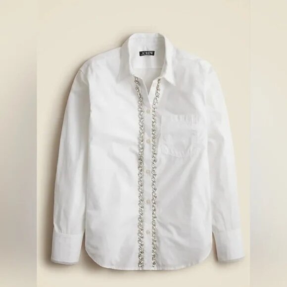 J. Crew White Button Down Shirt with Silver Accents - Picture 4 of 14